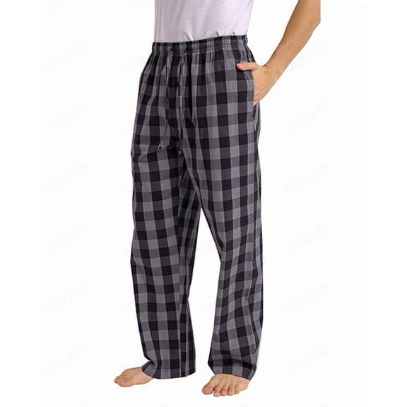 Patlollav Trousers Mens Casual Plaid Loose Sport Plaid Pajama Pants