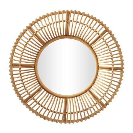 DecMode 31  x 31  Brown Handmade Woven Wall Mirror (mirror disconnected from frame)