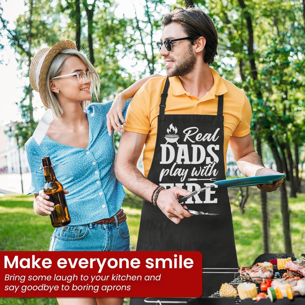 Funny Apron for Dad - Birthday Father’s Day Cooking Grilling Gifts for Mens