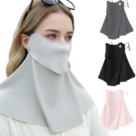 Unisex Ice Silk Cooling Face Mask with Adjustable Ear Loops for UV Protection Cycling Hiking Driving - Breathable Sun Mask