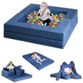 thumbnail image 2 of Magic Union 12Pcs Modular Kids and Toddler Versatile Play Couch,Child Convertible Folding Sponge Cushion Building Fort Sofa for Playroom Bedroom,Gifts for Kids,Blue, 2 of 8