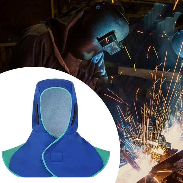 Capuchas de soldadura totalmente protectoras, protector de cuello para soldar, bufanda para soldar, resistente al viento azul