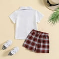 thumbnail image 4 of TAIAOJING Kid Toddler Boy Clothes Outfit Toddler Boys Summer Suit Short Sleeved White Shirt With Bow Tie Red Plaid Shorts Performance Suit Gentleman Suit For 18-24 Months, 4 of 8