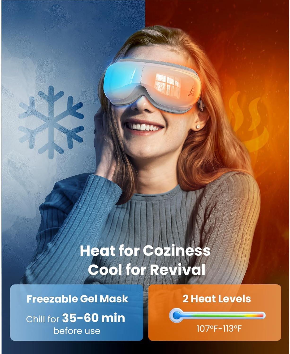 Bob and Brad Eye Massager with Heat and Cooling,Music , EyeOasis 3 Eye Mask for Migraines, Dry Eyes Strain Relief Improve Sleep,Adjustable Heated Face Massager, Idea Gift