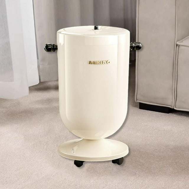 Bote de Basura con Ruedas Papelera con Cubeta Interna Y Tapa Tipo Presión Cesto de Residuos Giratorio Material PP Fácil de Limpiar Adecuado para Dormi Blanco