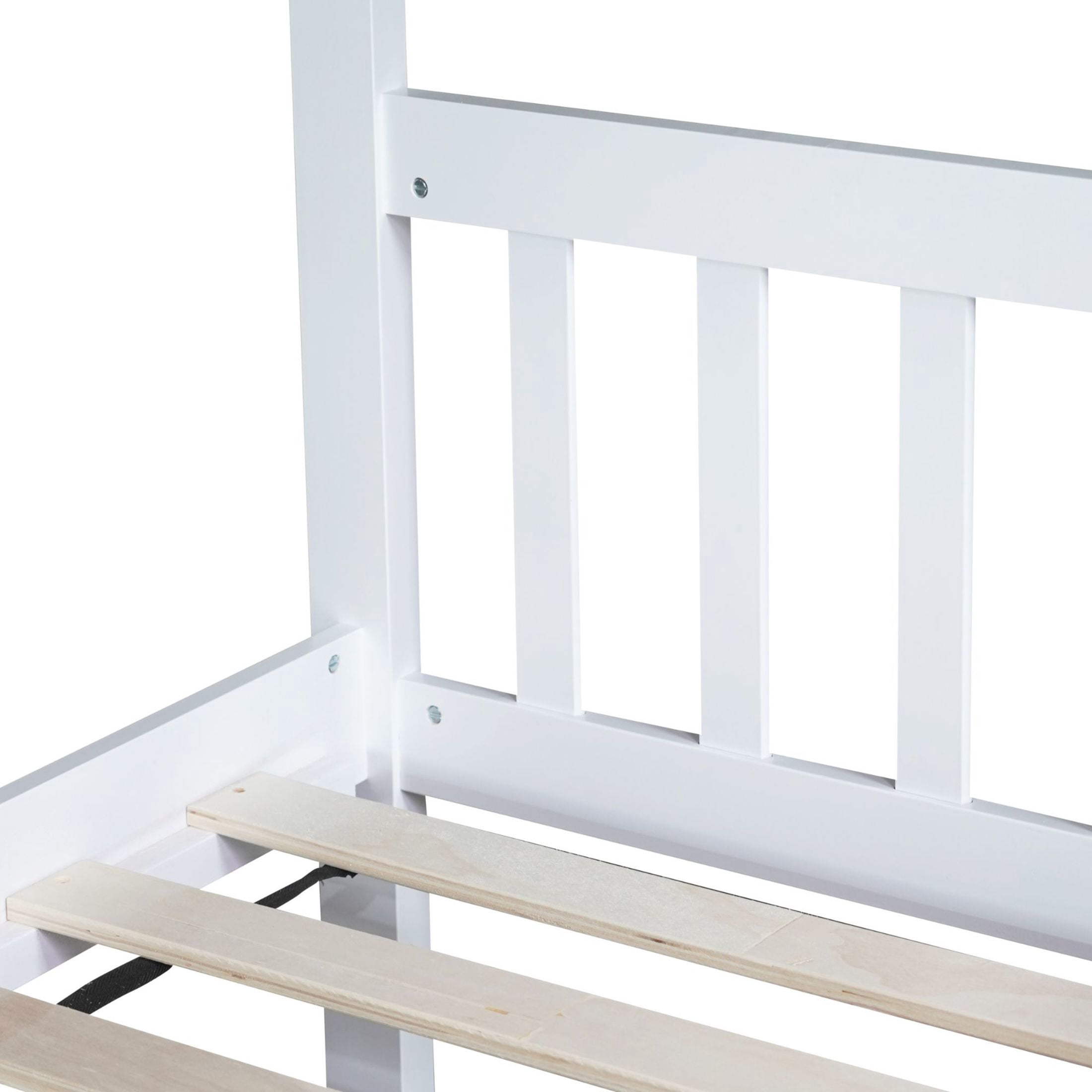 Noble House Twin Over Twin Rubber Wood Bunk Bed, Convertible Design with Ladder, Guardrails and Storage Drawers, White