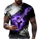 thumbnail image 1 of Camisetas gráficas Honeeladyy Savings para hombre, diseño de guitarra rock, heavy metal, regalo de música, camiseta retro de verano, cuello redondo, manga corta, color morado, 1 of 4