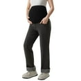 thumbnail image 4 of Frostluinai Women's Maternity Jeans Wide Leg Over The Belly Support Stretch Pregnancy Denim Pants Loose Boyfriend Trousers with Pockets Black M, 4 of 6