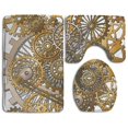 thumbnail image 1 of ABPHQTO Tema de ingeniería mecánica Steampunk dorado y marrón Juego de alfombras de baño de 3 piezas Alfombra de baño Alfombra de contorno y tapa de inodoro, 1 of 2