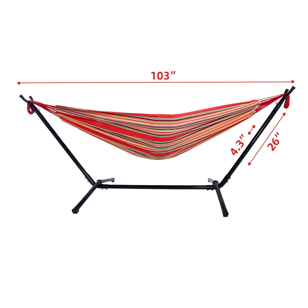 Tcbosik Hammock with Stand, Portable Hammock with Carrying Bag for Indoor & Outdoor, Patio, Garden, Porch, Balcony, Backyard, Red