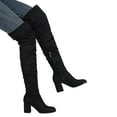 thumbnail image 3 of Xiaoxatg Fashion Women's Knee High Boots Stylish Thick High Heels Pleated Suede Long Footwear for Women 9 Black, 3 of 7
