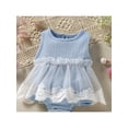 thumbnail image 5 of Chollius Newborn Baby Girl Dress Casual Solid Color Sleeveless Love Heart Bowknot Lace Tulle Triangle Jumpsuit, 5 of 9
