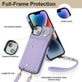 thumbnail image 2 of ShellTech for iPhone 14 Plus Wallet Case with Cross Body Chain,Zipper Case Cover with Coin Pocket Lanyard,Purple, 2 of 10