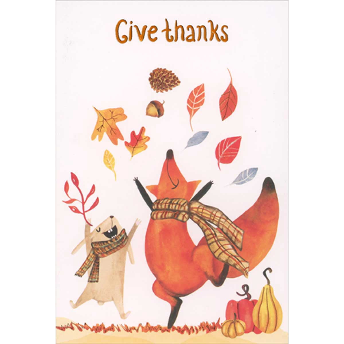Avanti Press Funny Thanksgiving Card - Tired Dog With Empty Pie Plate On Red Plaid Couch, Recycled Cardstock, 4.75x6.6 Inches