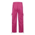 thumbnail image 6 of Parachute Pants Women Summer Elastic Waist Drawstring Wide Straight Leg Loose Casual Lightweight Cargo Pants with Pockets, 6 of 8