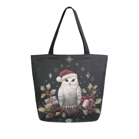 Canvas Tote Bag Large Canvas Bag 13.5x5.1x15 Inch Shopping Canvas Bag Suitable For Outing Shopping Travel Out Of Large Capacity Storage Magical Christmas Black Owl