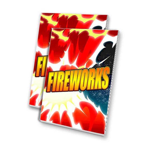 Fireworks (24" X 36") 4mm Corrugated Plastic Panel, Graphics Applied To 1 Side (Pk of 2)