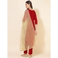 thumbnail image 6 of Janasya Women's Red Velvet Embellished Dress with Pant and Scarf, 6 of 9