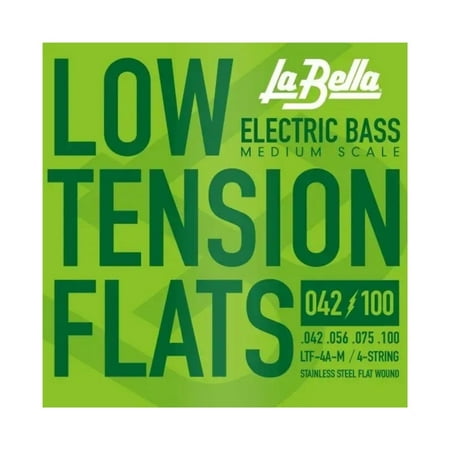 La Bella LTF-4A-M Low Tension Flats Medium Scale Stainless Steel Flat Wound 4- Strings Electric Bass 42-100