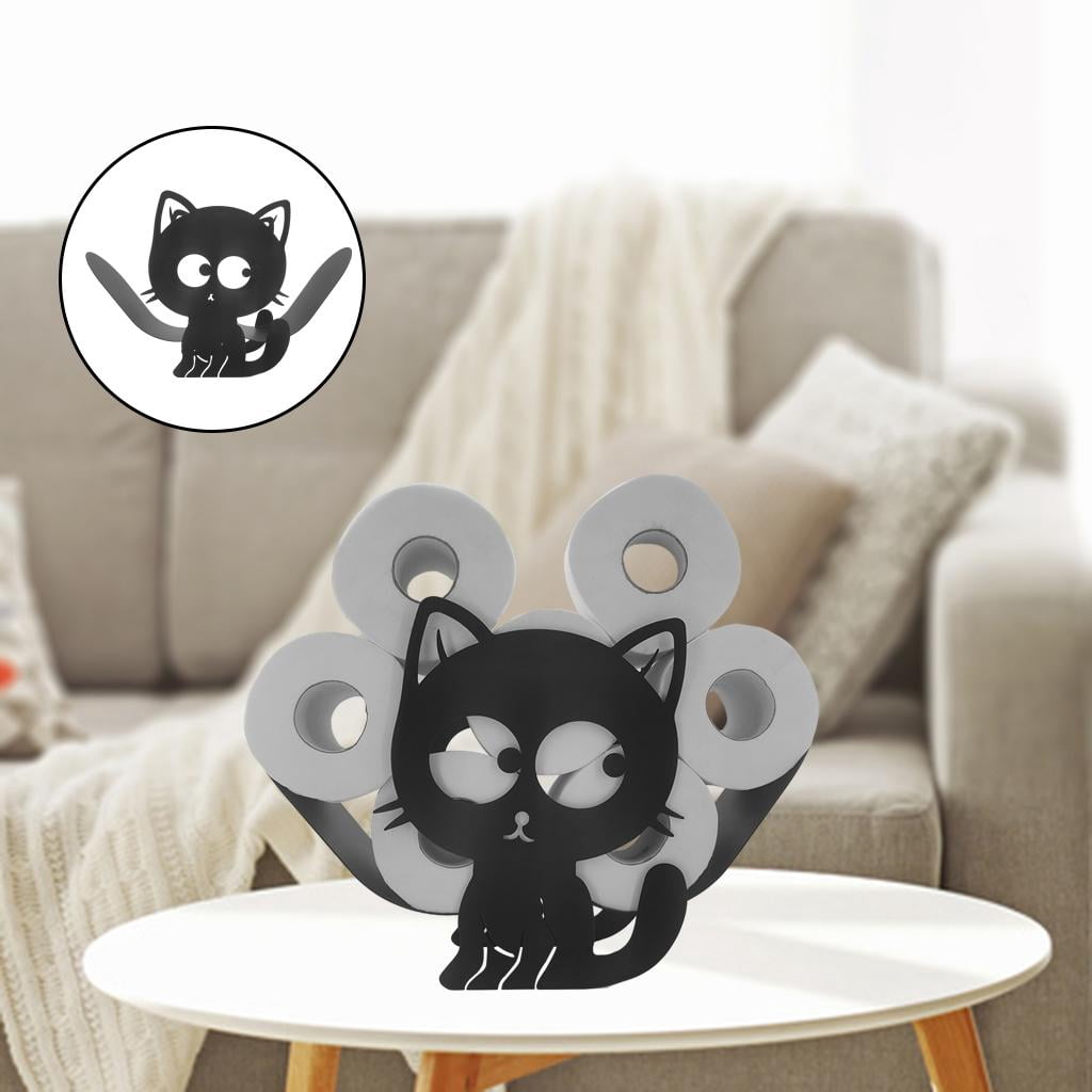 Fiocias Novelty Toilet Roll Holder Paper Stand Free Standing Cute Animal-shaped Iron Paper Storage Cat