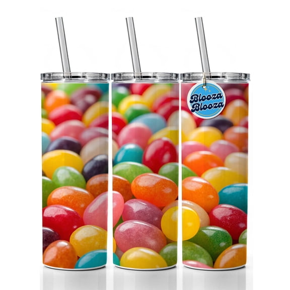 Lots of Jelly Beans Easter Candy 20oz Insulated Water Bottle Skinny Tumbler Includes Straw