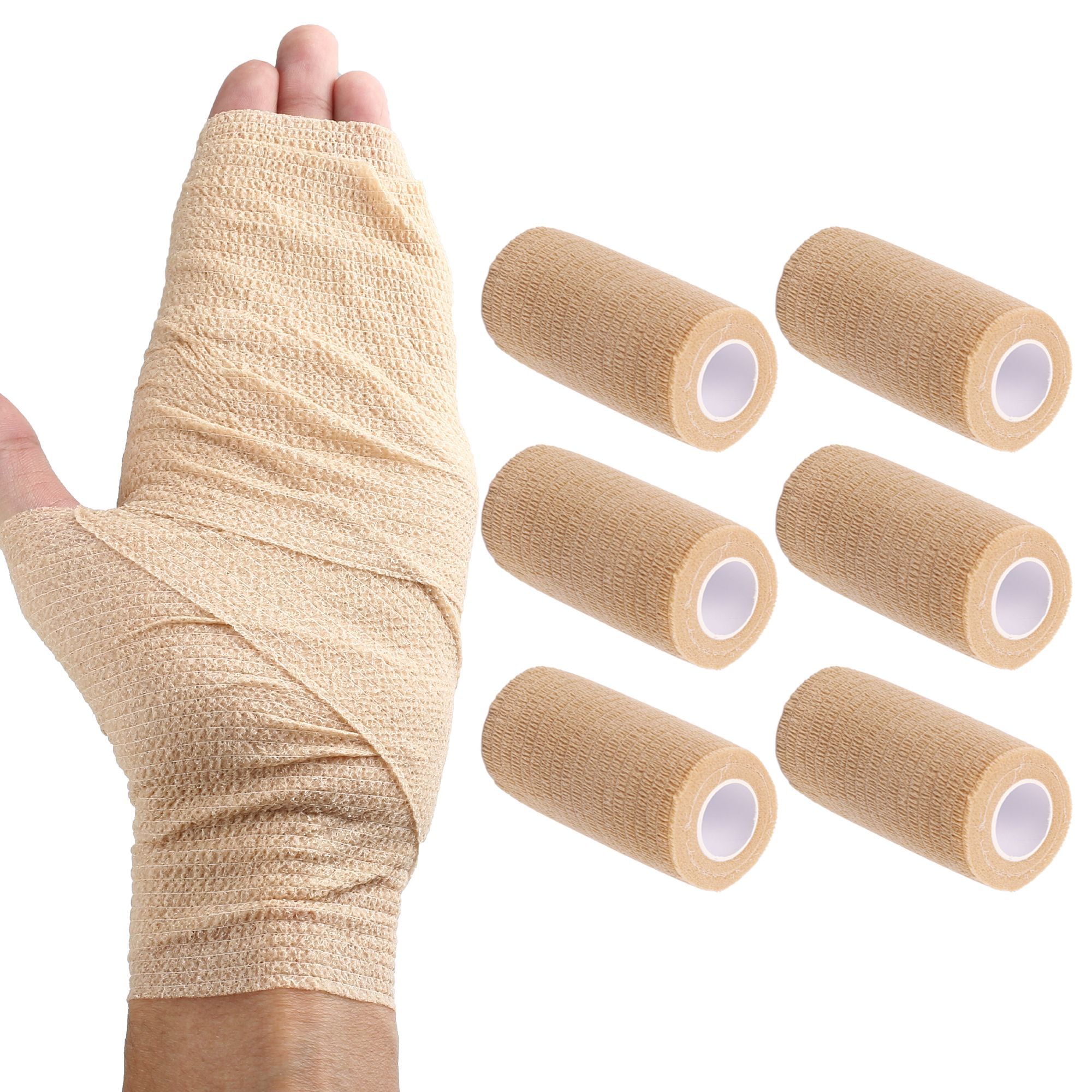LotFancy 6 Pcs 4 in x 5 Yards Self Adhesive Bandage Wraps
