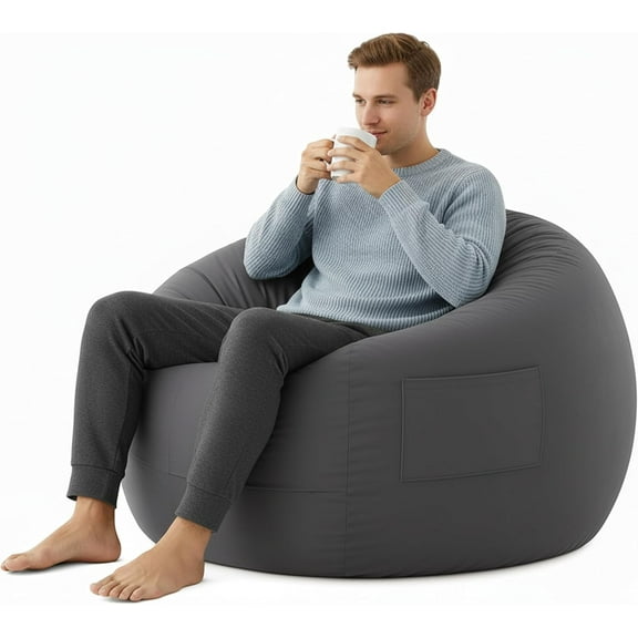 QUIOCOZY 4 Feet Bean Bag Chair - Foam Filled with Soft Removable Cover, Comfy Furniture for Adults & Kids (Living Room, Bedroom, Dorm)