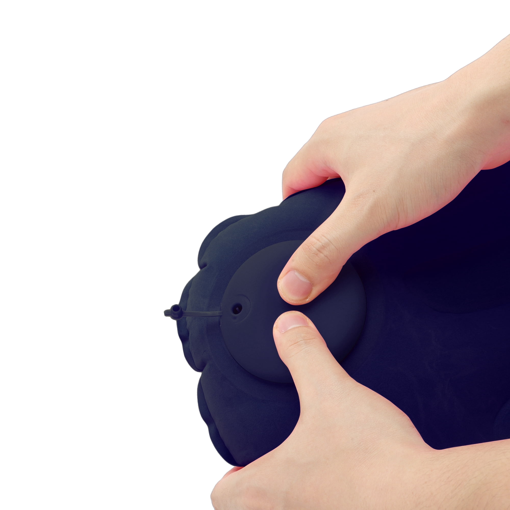 Unique Bargains Travel Pillow Press to Inflate Neck Pillow Deep Blue 19.29"x12.6"