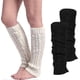 thumbnail image 1 of 2 pares de calentadores de piernas de punto trenzado grueso, calcetines largos de punto de ganchillo de color liso para botas y puños de pierna., 1 of 4