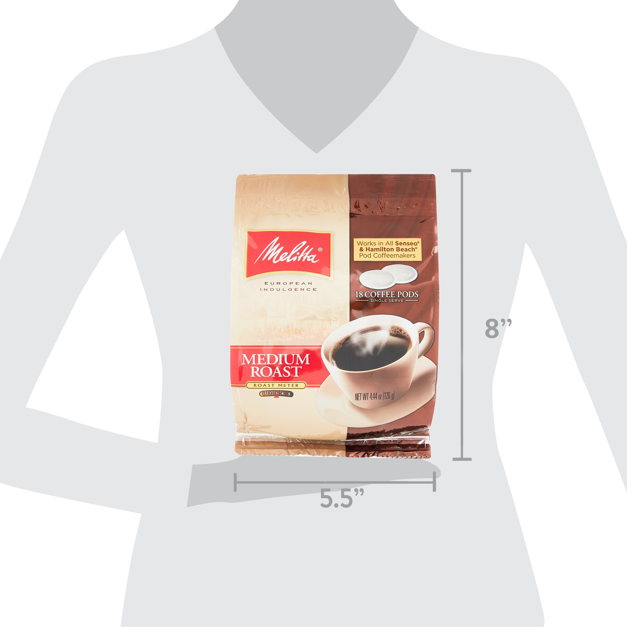 Melitta Coffee Pods, Medium Roast, 18 Count (Pack of 6) 108 Total Pods