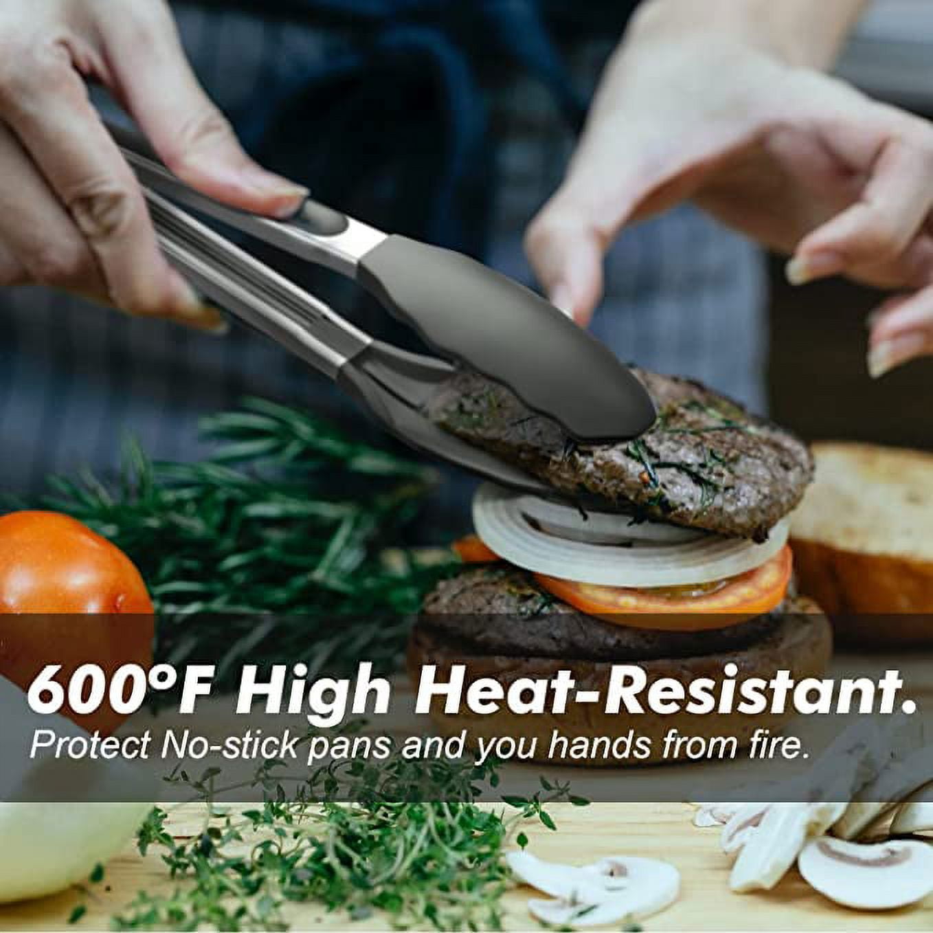 Cooking Tongs Heat Resistant 600 Degree Stainless Steel Kitchen Tongs,  Heavy Duty Metal Locking Jaws Great For Food, Salads And Grills (, And ) -  Temu