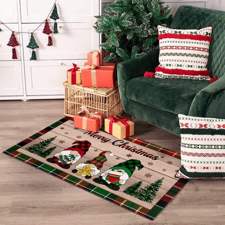 Xinmiao Kerst Deurmat Outdoor - Decoratieve Xmas Welkom Winter Rubber Rug Met Santa Sneeuwvlokken voor Binnen, # 7
