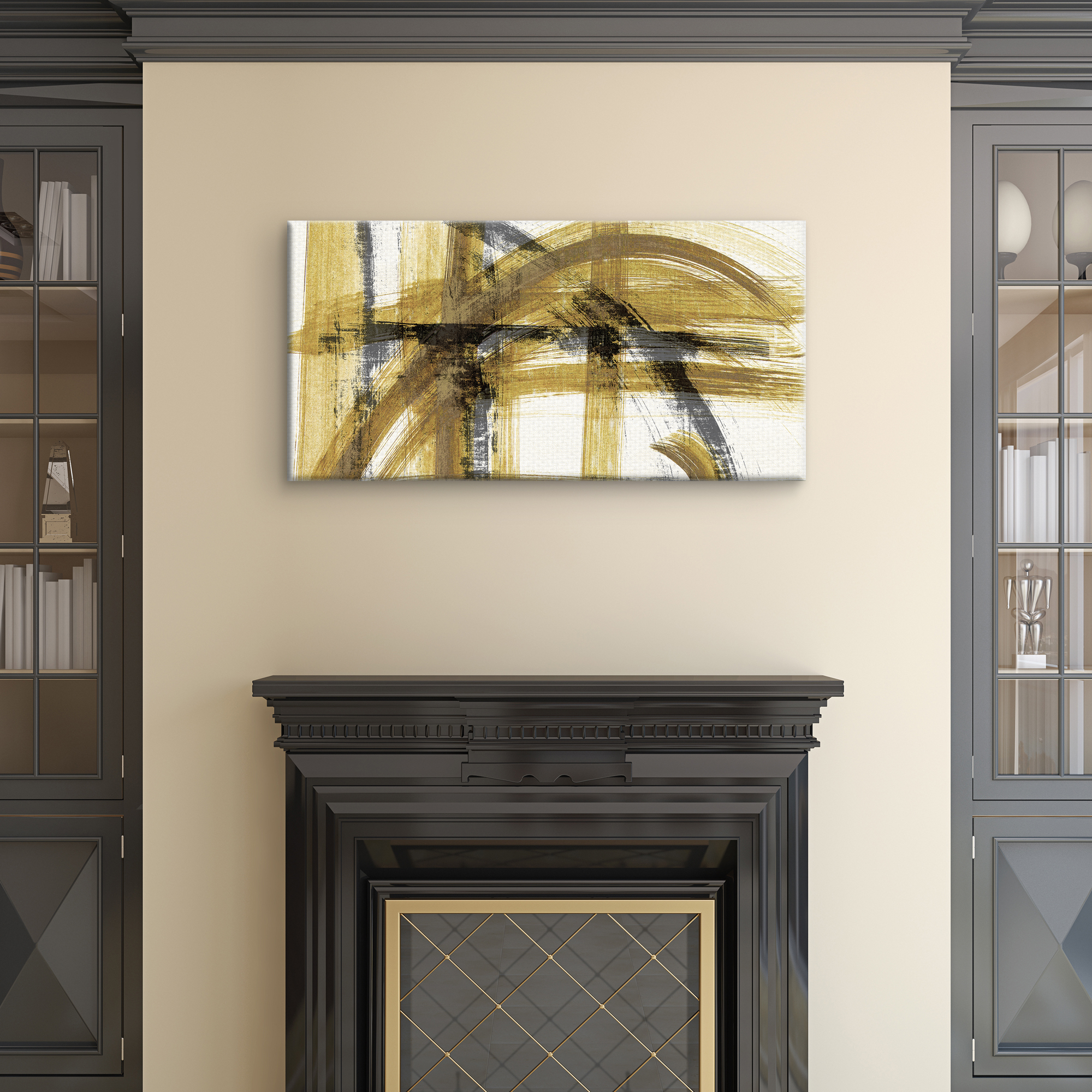 Masterpiece Art Gallery Gold Study II Light Indigo Abstract By Studio Arts Canvas Art Print 17" x 34"