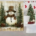 thumbnail image 6 of 70.9x59 in Christmas Snowman Shower Curtain, Waterproof Polyester Holiday Bathroom Decor, Festive Xmas Themed Curtain with Snowflakes/Christmas Tree, Multiple Styles Toilet Partition Curtain, 6 of 6