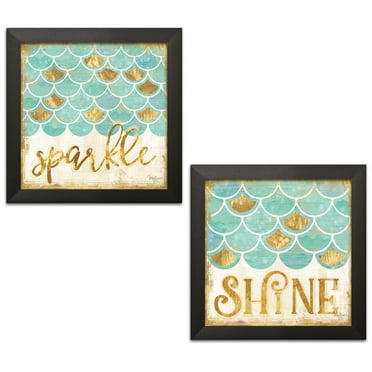 Gango Home Decor Coastal Sparkle & Shine by Mollie B. (Ready to Hang); Two 12x12in Black Framed Prints