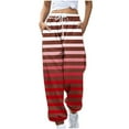 thumbnail image 2 of Dwaogom Women's Cargo Jogger Pants Fashion Blocked Printed Drawstring Pocket Bound Ankle Pants, 2 of 5