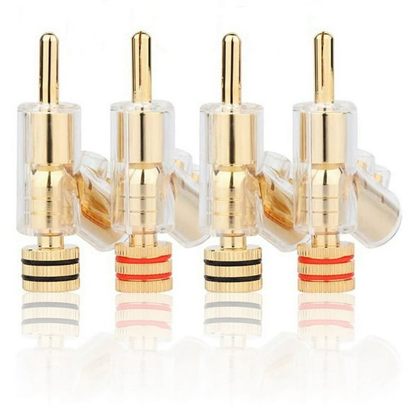 4 Pcs Hifi Gold Plated Lockable Speaker Cable Banana Plug Connector Audio Amplifier Speaker Wire Connector