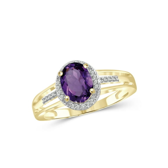 1.35 Carat Amethyst Gemstone and Accent White Diamond Ring