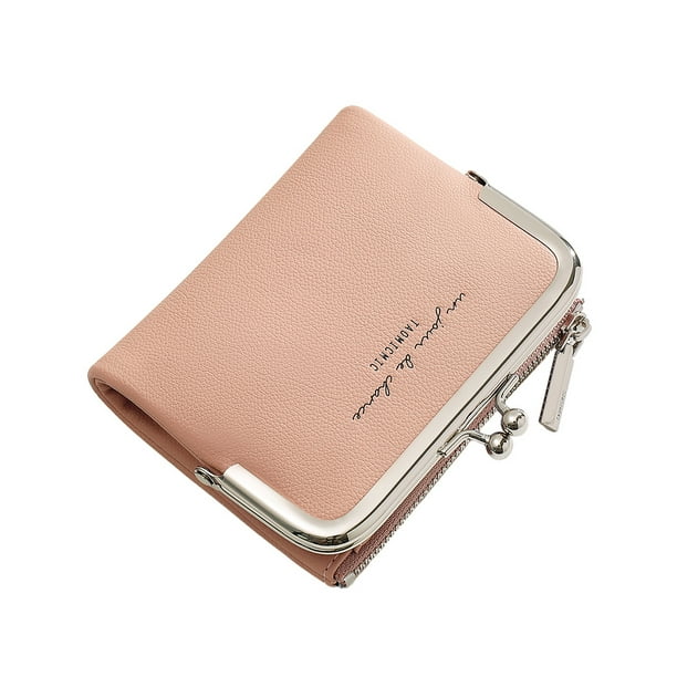 Qarigey Cartera de cuero plegable para mujer, para banquetes, citas, cambio de dinero, monedero, para compras, tarjetero, bolsa, billetera, Carteras Rosa