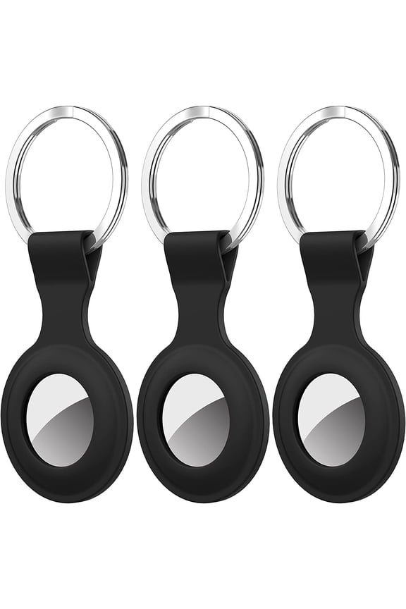 Suoman 3 Pack Silicone Case Keyring, Tracker Cover for Apple AirTag, Case Cover Locator Keychain for Apple AirTag Case Key Ring, for Airtag Accessories -Black+Black+Black