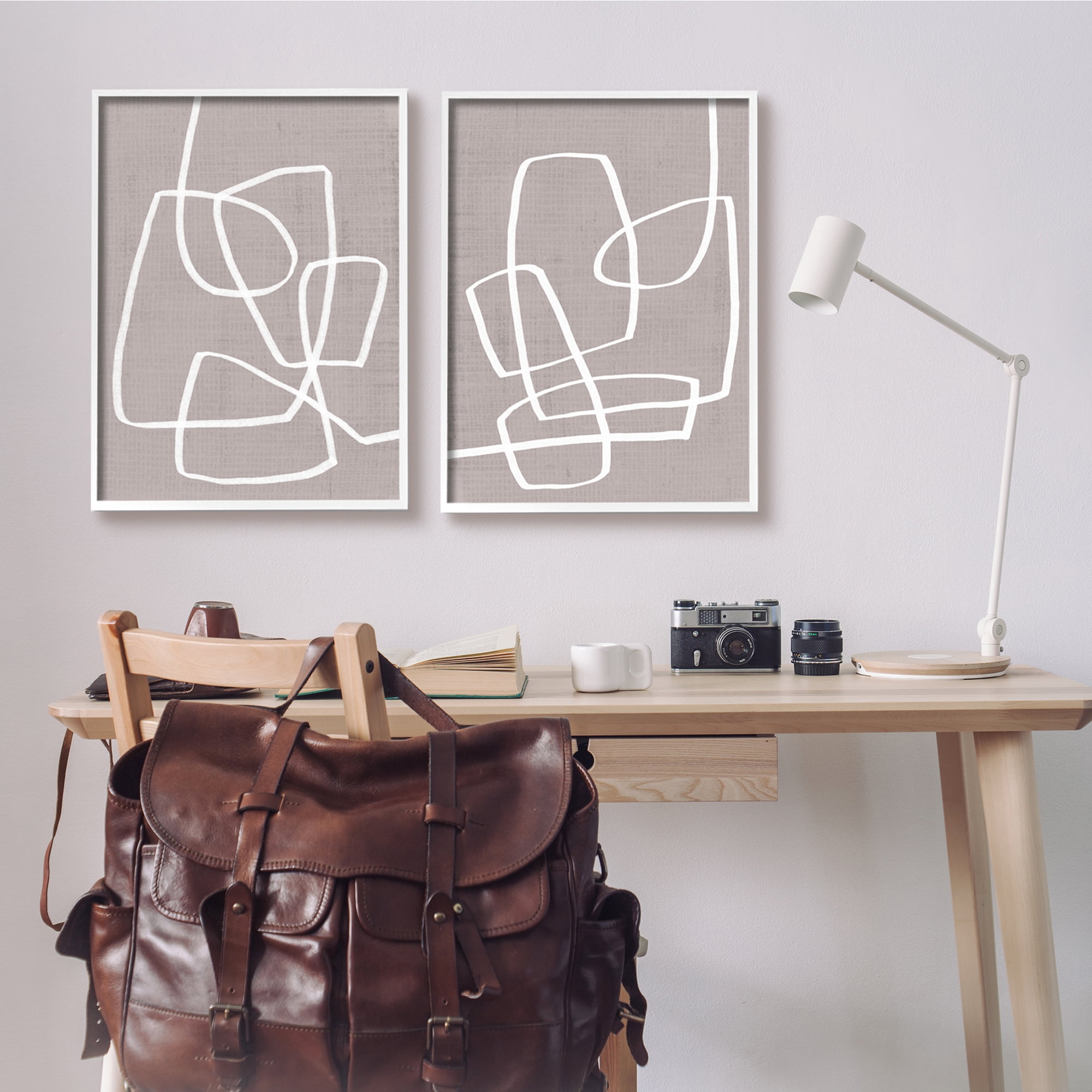Stupell Industries Abstract Busy Line Minimal Boho Design Brown White, 24 x 30,Design by June Erica Vess
