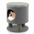 thumbnail image 1 of Costway 3-IN-1 Cat Condo Stool Kitty Bed with Scratching Posts & Plush Ball Toy Grey, 1 of 10