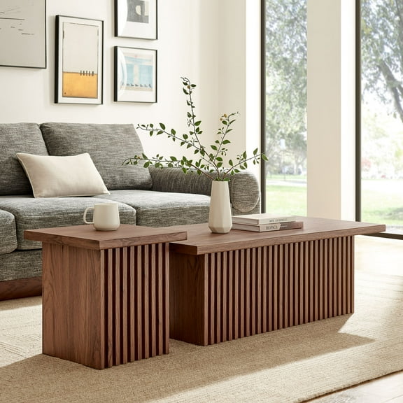 Modway Render  Nesting  Coffee Tables Set of 2 in Walnut by Modway