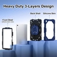 thumbnail image 3 of Heavy Duty Shockproof Case for Samsung Galaxy Tab A11+,Anti drop silicone+PC Layer Protective Case 360 ° Rotating Square Handle Stand With Shoulder Strap,Dark blue,For Galaxy Tab A11+, 3 of 8