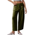 thumbnail image 2 of ABATAB Summer Pants for Women Loose Low Waisted Casual Pants Pure Color Cozy Lounge Wide Leg Trousers with Pockets, 2 of 5