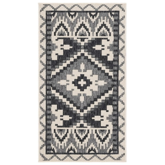 SAFAVIEH Veranda Johann Geometric Indoor/Outdoor Area Rug, Beige/Grey, 2' x 3'7"