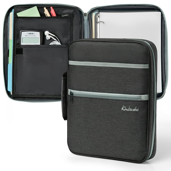 Kinbashi Zipper Binder, 1 Inch 3 Rings Binder with Internal Pockets and Dividers, 375 Sheet Capacity