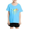 thumbnail image 2 of WRKEKC Girls T-Shirts, Summer Tops for Girls, Boys' and Girls' Summer Trendy Printed Round Neck Comfortable Loose Short Sleeve Blouse, 2 of 7