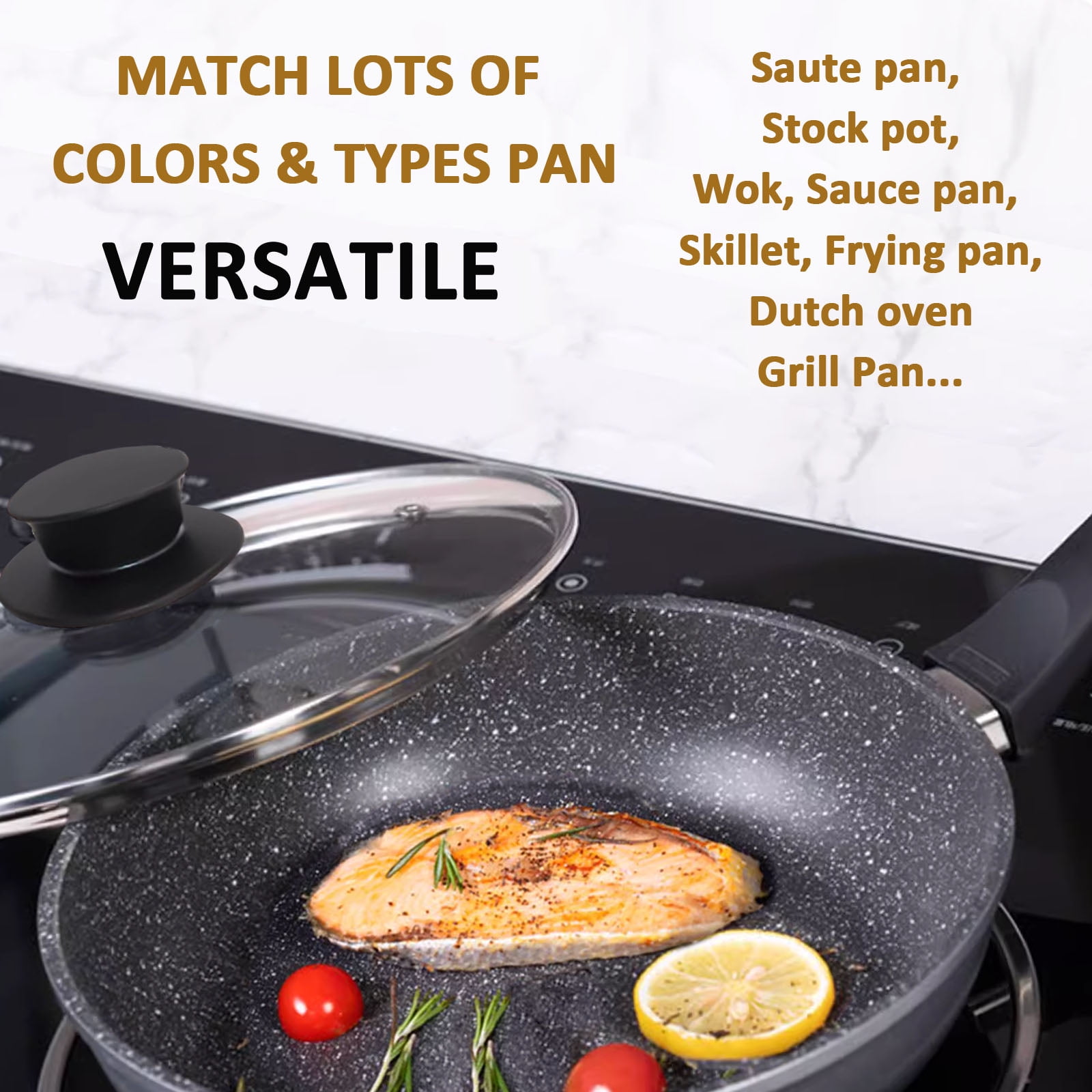 Glass Lid for 10.25 Inch Stainless Steel Cast Iron Skillets Frying Pans, 26cm Tempered Lids for Dutch Ovens, 10.25 In Pan Cover with Stainless Steel Rim for Stock Pots