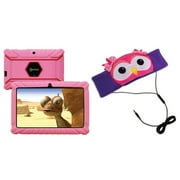 Contixo V8-2 Pink 7-Inch Kids Tablet with 16 GB Storage (Pink) & H1-Owl Kid's Fleece Headphones (Owl)